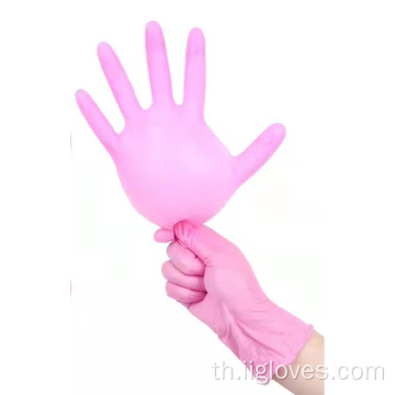 ถุงมือไวนิลไนไตรล์สีชมพูสังเคราะห์ถุงมือความปลอดภัยราคาถูก